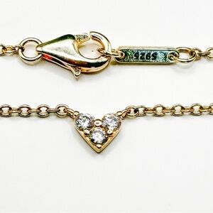 NWOT Sterling silver18k gold plated heart zirconia pendant charm necklace 18”